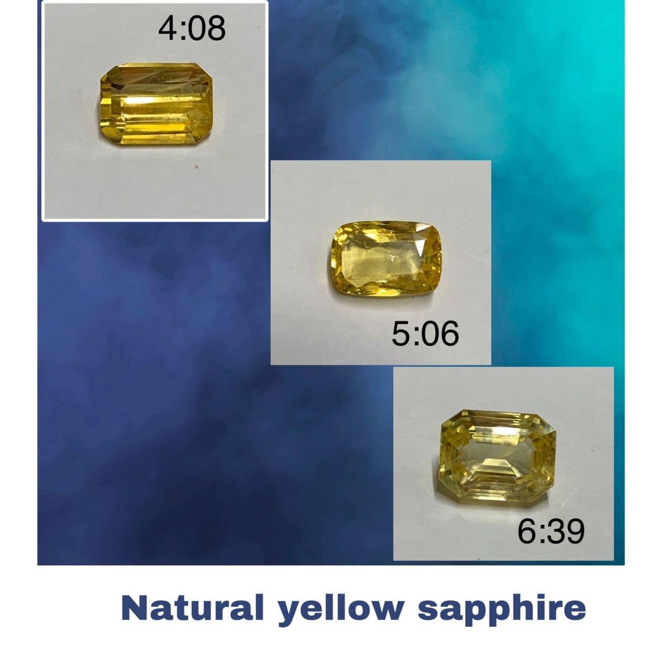 Natural yellow sapphires, 4.08 to 6.39 carat
