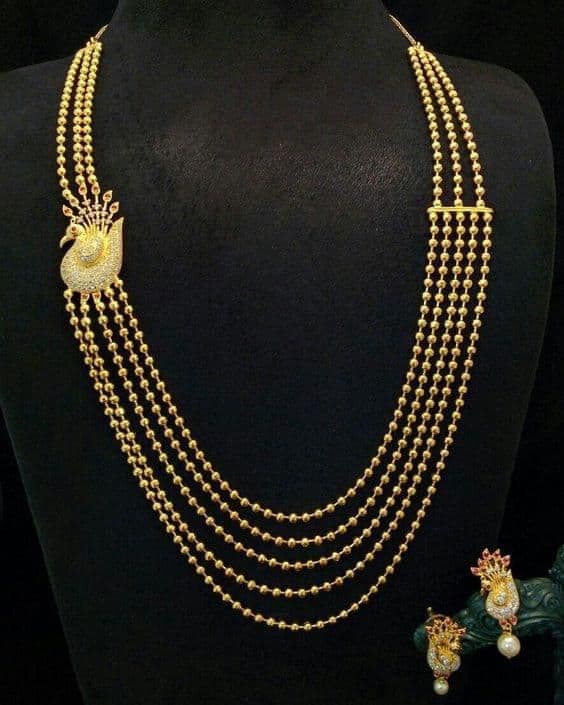 Five-line gold peacock mala